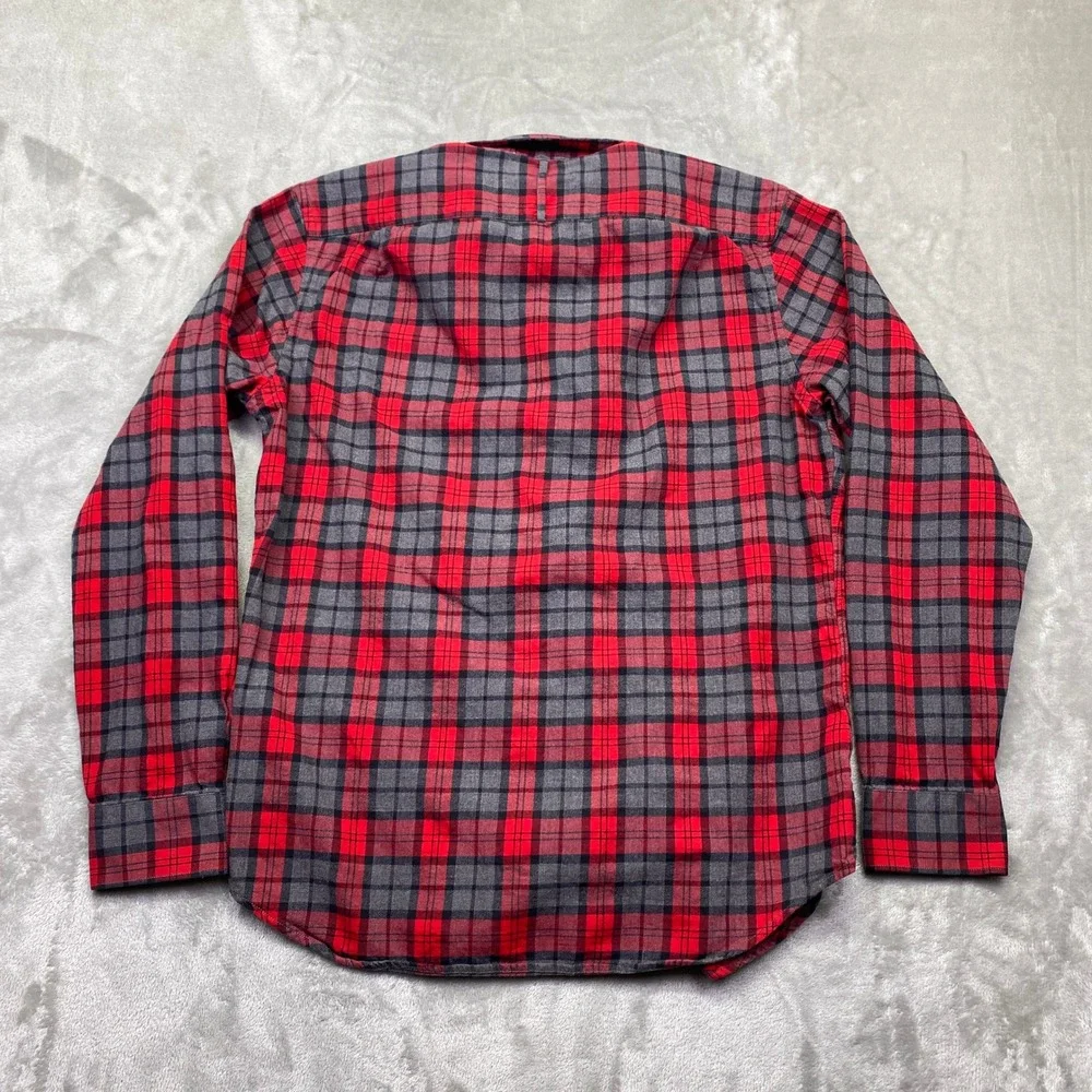 Banana Republic Mens Red Grey‎ Plaid Flannel Button Down Shirt Medium Western